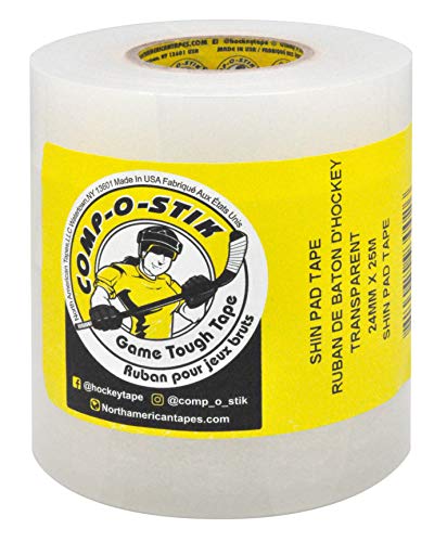 Clear Hockey Tape, Thick and Strong Shin Pad Tape, COMP-O-STIK 4 Pack 24MM X 25M, Exceptional Performance with Minimal Adhesive Residue von Comp-O-Stik