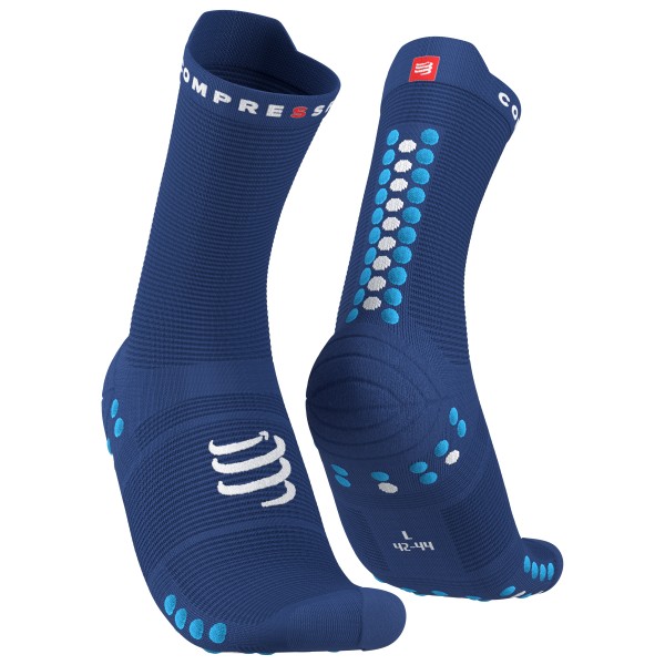 Compressport - Pro Racing Socks V4.0 Run High - Laufsocken Gr T1 - EU: 35-38 blau von Compressport