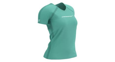 kurzarmtrikot training logo women shell blau von Compressport