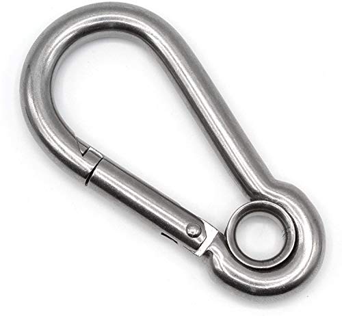 Constrabo| 5X Karabinerhaken mit Kausche 60 x 6 mm| DIN 5299 C| Stahl Karabiner Öse 120 kg| Karabiner-Haken mit Auge| Schnapphaken, Feuerwehrkarabiner Karabiner Haken mit geschlossenem Ring Carabiner von Constrabo