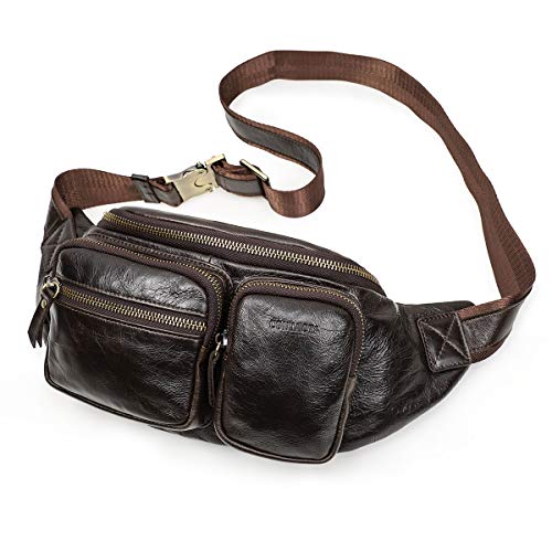 Contacts Gürteltasche aus echtem Leder für Männer/Frauen, Gürteltasche, Hüfttasche, Wandern, Handy, Geldbörse, Geldbörse, Halter mit Verriegelung, verstellbarer Gürtel von Contacts