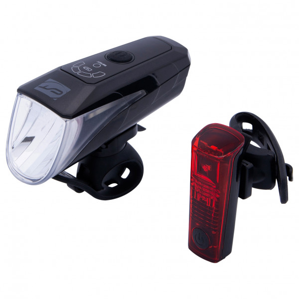 CONTEC - Akku-LED-Leuchtenset 24Sevenstop - Fahrradlampen-Set schwarz/grau von Contec