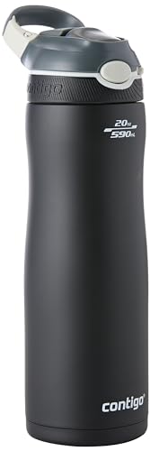 Contigo Ashland Chill Trinkflasche mit Strohhalm, große BPA-freie Edelstahl Wasserflasche, Thermosflasche auslaufsicher, hält Getränke bis zu 24h kühl; für Sport, Fahrrad, Joggen, Wandern, 590 ml von Contigo