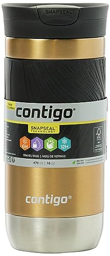 Contigo Byron 2.0 Thermobecher, Edelstahl Isolierbecher mit Snapseal Verschluss, Kaffeebecher to go, 100% auslaufsicher, spülmaschinenfester Deckel, BPA-frei, hält bis zu 6 Stunden warm, 470 ml von Contigo