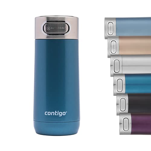 Contigo Luxe Autoseal Thermobecher, Edelstahl-Reisebecher, Isolierflasche, auslaufsicherer Becher, spülmaschinenfest, Kaffeebecher mit Easy-Clean-Deckel BPA-frei; Cornflower, 360 ml von Contigo