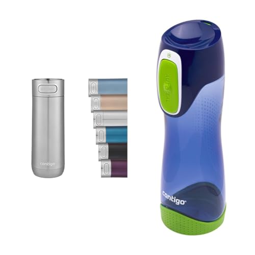 Contigo Luxe Autoseal Thermobecher, Edelstahl-Reisebecher & Trinkflasche Swish Autoseal, große BPA-freie Kunststoff Wasserflasche für Kinder von Contigo