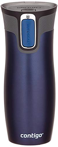 Contigo Thermobecher West Loop Autoseal, Edelstahl Isolierbecher, Reisebecher, Kaffebecher To Go, 100% dicht, auslaufsicher, hält bis zu 5h heiß/12h kalt, 470 ml, Blau von Contigo