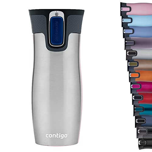 Contigo Thermobecher West Loop Autoseal, Edelstahl Isolierbecher, Reisebecher, Kaffebecher To Go, auslaufsicher, 100% dicht, hält bis zu 5h heiß/12h kalt, 470 ml, BPA frei, Stainless Steel von Contigo