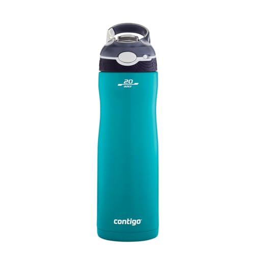 Contigo Trinkflasche Ashland Chill Scuba mit Strohhalm große BPA-freie Kunststoff Wasserflasche, auslaufsicher, für Sport, Fahrrad, Joggen, Wandern, 590 ml von Contigo