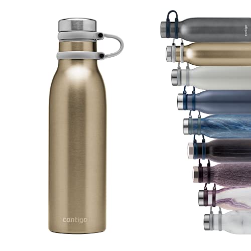 Contigo Trinkflasche Matterhorn Gold mit Thermalock Isolierung, BPA-freie Wasserflasche mit Schraubverschluss, auslaufsicher, hält Getränke bis zu 24h kalt / bis zu 10h heiß, 590 ml von Contigo