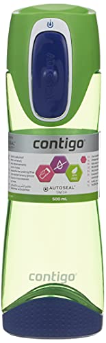 Contigo Trinkflasche Swish Autoseal große BPA-freie Kunststoff Wasserflasche, auslaufsicher, für Sport, Fahrrad, Joggen, Wandern, 500 ml, Citron von Contigo