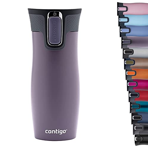 Contigo Unisex-Adult West Loop Autoseal Thermobecher, Edelstahl Isolierbecher, Kaffeebecher To Go, BPA frei, auslaufsicherer Reisebecher mit Easy-Clean-Deckel, hält bis zu 5h warm, 470 ml, Dark Plum von Contigo