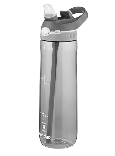 Contigo Ashland Autospout Trinkflasche mit Strohhalm | 720ml große BPA-freie Kunststoff Wasserflasche | auslaufsicher | ideal für Schule, Arbeit, Sport, Fahrrad, Wandern, Smoke von Contigo