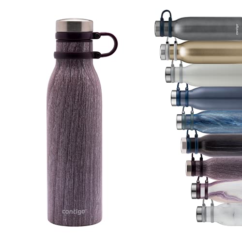 Contigo Matterhorn Trinkflasche, Edelstahl-Wasserflasche mit Thermalock-Isolierung, 24h kalt oder 10h heiß, BPA-freie Thermosflasche mit Schraubverschluss, 100% auslaufsicher; Blondewood, 590 ml von Contigo