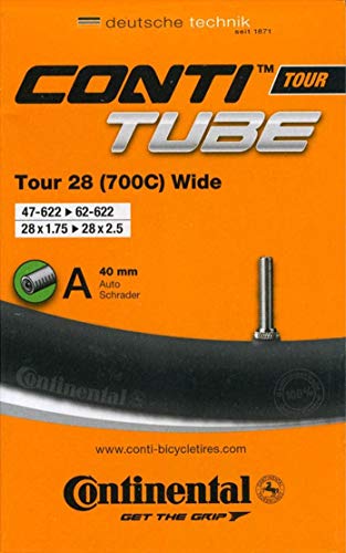 Continental Fahrrad Schlauch Tour 28 Wide // 28x1.75-2.50´´, Ausführung:AV 40 mm, schwarz von Continental