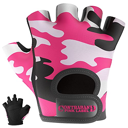 Contraband Pink Label 5217 Damen Design Series Camo Muster Lifting Handschuhe (Paar), Rose, Medium von Contraband Pink Label