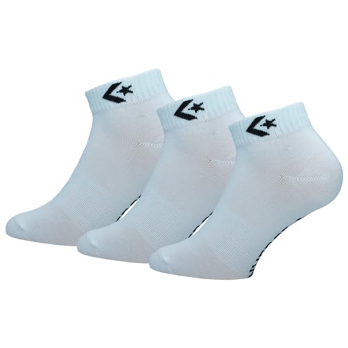 Converse 3 Paar Quarter Socken - Fußgewölbeunterstützung - Polyester - Unisex (Weiß, 35-38) von Converse