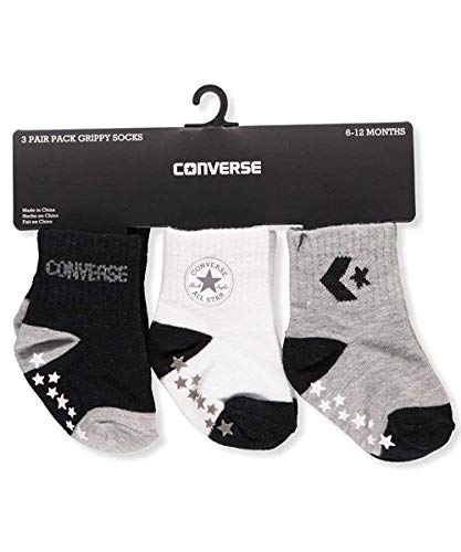 Converse Baby Boys' 3-Pack Grippy Socks - Black, 6-12 Months von Converse