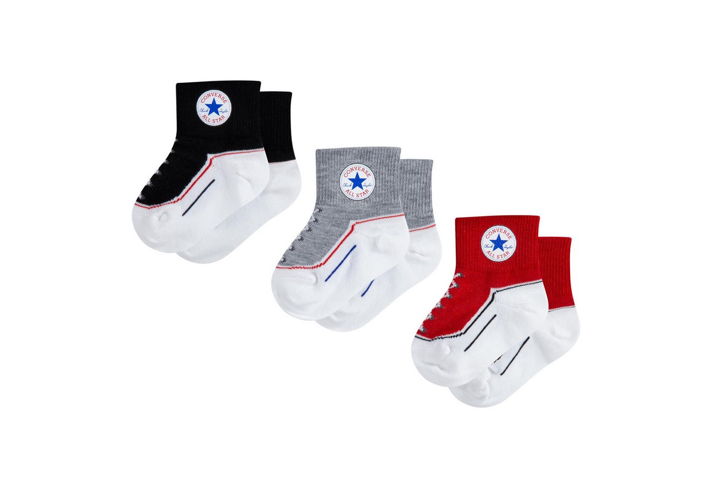 Converse Sportsocken CHN INFANT STRIATED QTR 3PK (3-Paar) für Babys und Kleinkinder von Converse