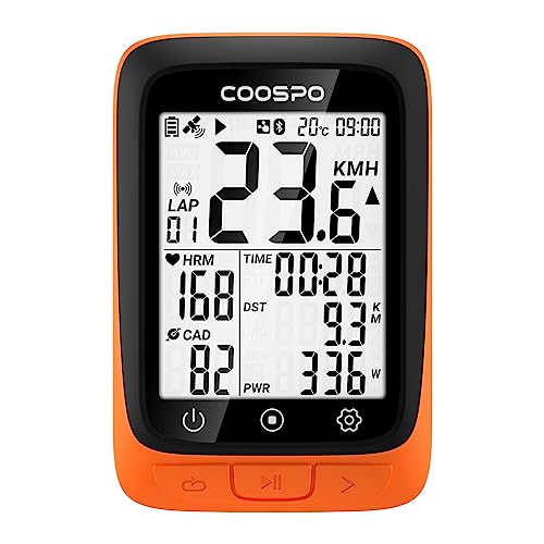 COOSPO BC107 Fahrradcomputer GPS Kabellos Drahtloser Fahrradtacho Kilometerzähler, Bluetooth5.0 ANT+ Rennrad Fahrrad Radcomputer 2.4 Zoll LCD mit Hintergrundbeleuchtung Kompatible mit Strava von CooSpo