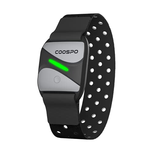 COOSPO HW807 Herzfrequenzmesser Armband HRV Herzfrequenz-Trainingsbereich per Bluetooth5.0/ ANT+, Sensor LED Pulsmesser Armgurt IP67 Wasserdichter, Wiederaufladbar Kompatibel mit Wahoo, Zwift, Strava von CooSpo