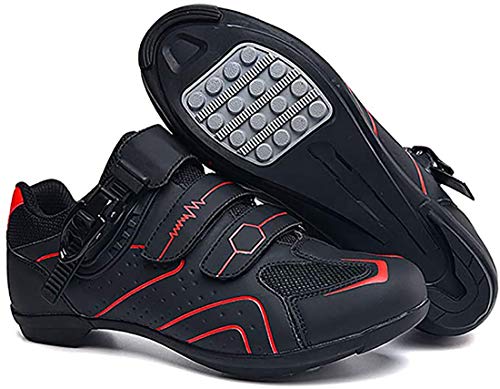 Cool-CZQ Fahrradschuhe rutschfeste Und Atmungsaktive Straßen- Und Mountainbike-Schuhe Aus Kohlefaser, Reflektierende Gestreifte Turnschuhe (40,Rot) von Cool-CZQ