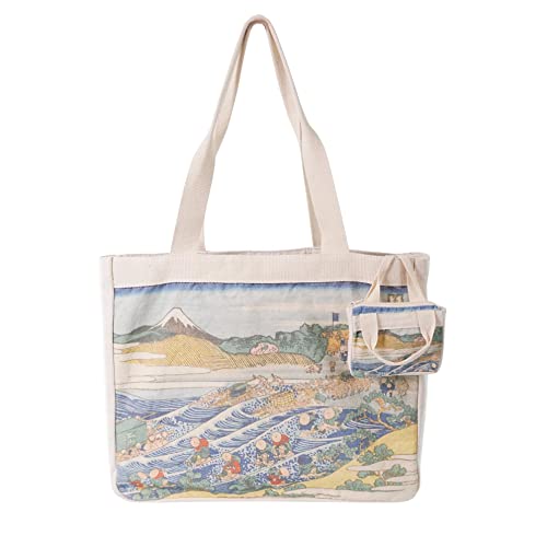 Shopper Tasche mit japanischem Ukiyo-e Motiv | Katsushika Hokusai Tote Bag | 35x40cm | Baumwolle | Motiv: Fuji gesehen von Kanaya an der Tokai-Straße von CoolChange