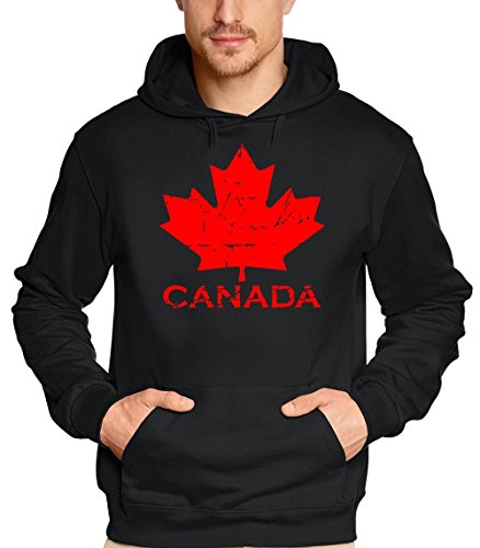 Coole-Fun-T-Shirts Canada Vintage NEU AHORN Kapuzensweater Kanada schwarz-rot GR.M von Coole-Fun-T-Shirts