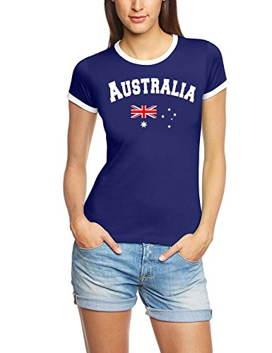 Coole-Fun-T-Shirts Australien T-Shirt RIGI Name + Nummer Damen Navy, Gr.S von Coole-Fun-T-Shirts