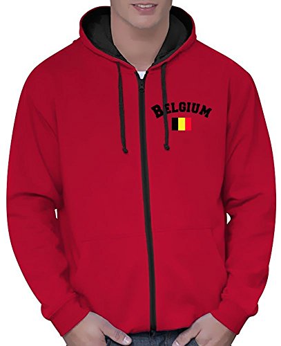 Coole-Fun-T-Shirts Belgien Sweatshirtjacke Varsity Jacke rot-schwarz, Gr.XL von Coole-Fun-T-Shirts