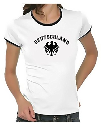 Coole-Fun-T-Shirts Deutschland T-Shirt Damen Weiss, Gr.XXL von Coole-Fun-T-Shirts