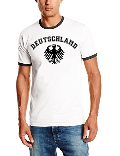 Coole-Fun-T-Shirts Deutschland T-Shirt Ringer Weiss, Gr.XL von Coole-Fun-T-Shirts