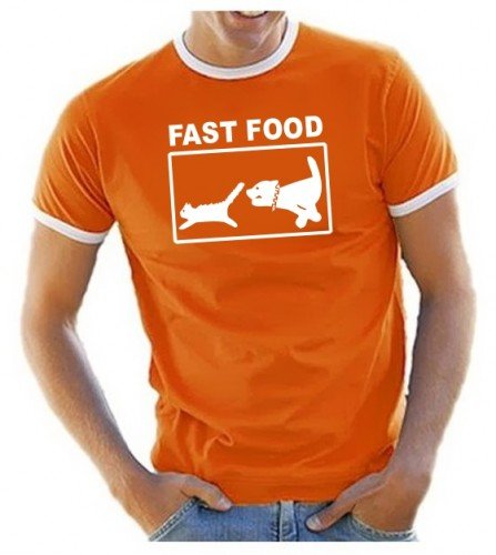 Coole-Fun-T-Shirts Fastfood Ringer T-Shirt orange Gr.M von Coole-Fun-T-Shirts