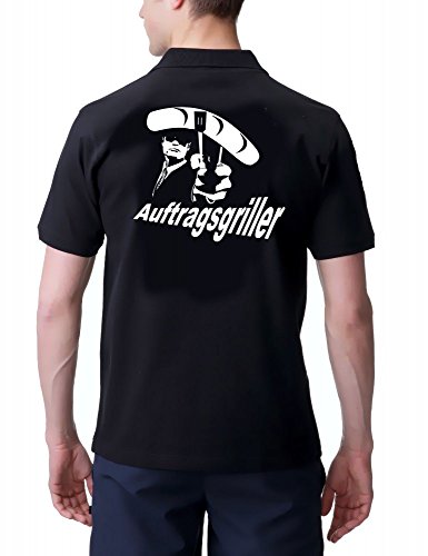 Coole-Fun-T-Shirts Grill Poloshirt VO+HI - Auftragsgriller Griller - BBQ GRILLSPORT Polo schwarz-Weiss Gr.L von Coole-Fun-T-Shirts