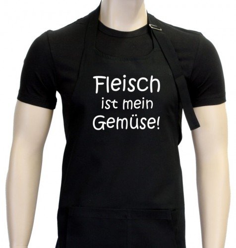 Coole-Fun-T-Shirts Grillschürze Schwarz Fleisch ist Mein Gemüse - Grillen - BBQ Grill SCHÜRZE GRILLSPORT von Coole-Fun-T-Shirts