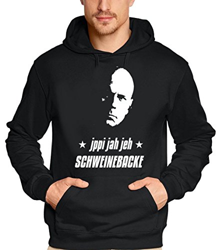 Coole-Fun-T-Shirts Herren Bruce Willis - SCHWEINEBACKE - Sweatshirt m. Kapuze schwarz, M von Coole-Fun-T-Shirts