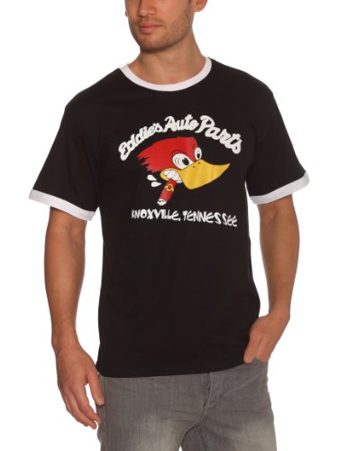 Coole-Fun-T-Shirts Herren Eddies Auto Parts Ringer T-Shirt schwarz, L von Coole-Fun-T-Shirts