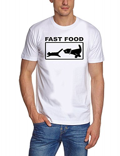 Coole-Fun-T-Shirts Herren Fast Food - T-Shirt Weiss, XXL von Coole-Fun-T-Shirts