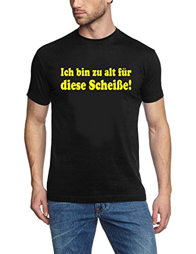 Coole-Fun-T-Shirts Herren Ich Bin zu alt für Diese Scheiße - Bruce Willis schwarz/gelb, XXL von Coole-Fun-T-Shirts
