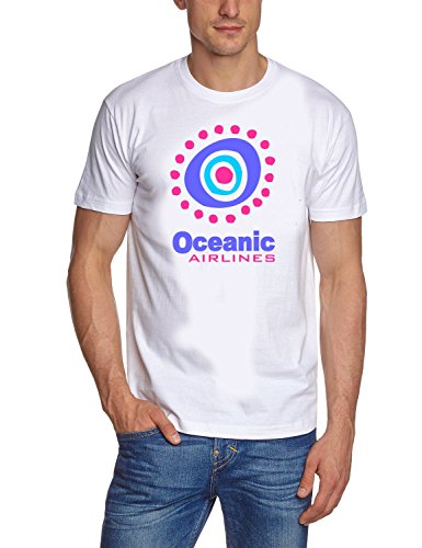 Coole-Fun-T-Shirts Herren Lost Island Oceanic Airlines 3 Farben T-Shirt Weiss, XXL von Coole-Fun-T-Shirts