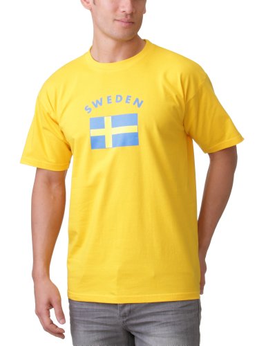 Coole-Fun-T-Shirts Herren SCHWEDEN T-Shirt MIT Flagge, GELB, XL von Coole-Fun-T-Shirts