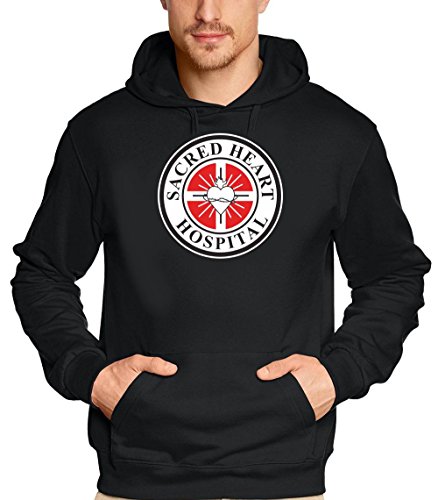 Coole-Fun-T-Shirts Herren Scrubs Sacred Heart Hospital Hoodie - Sweatshirt m. Kapuze schwarz, XL von Coole-Fun-T-Shirts