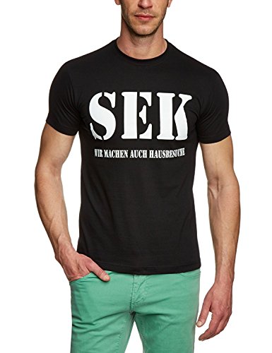 Coole-Fun-T-Shirts Herren SEK T-Shirt Hausbesuche Polizei schwarz, L von Coole-Fun-T-Shirts