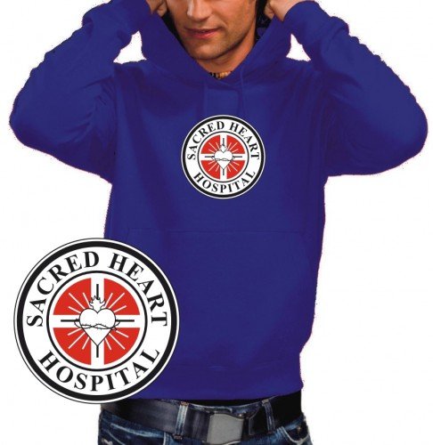 Coole-Fun-T-Shirts Herren Scrubs Sacred Heart Hospital Hoodie - Sweatshirt m. Kapuze blau, L von Coole-Fun-T-Shirts