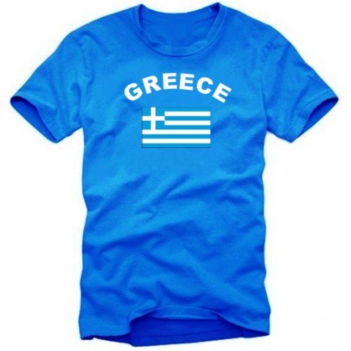 Coole-Fun-T-Shirts Herren T-Shirt GRIECHENLAND - GREECEMIT Flagge, BLAU, XL von Coole-Fun-T-Shirts