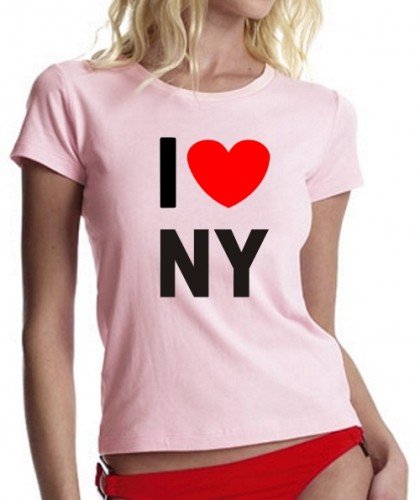 Coole-Fun-T-Shirts I Love NY ! Girly T-Shirt rosa Gr.L von Coole-Fun-T-Shirts