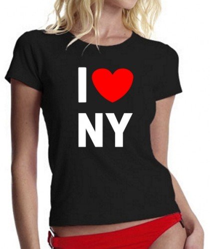 Coole-Fun-T-Shirts I Love NY ! Girly T-Shirt schwarz Gr.S von Coole-Fun-T-Shirts