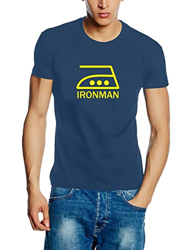 Coole-Fun-T-Shirts IRONMAN T-SHIRT - stoneblue-gelb Gr.L von Coole-Fun-T-Shirts