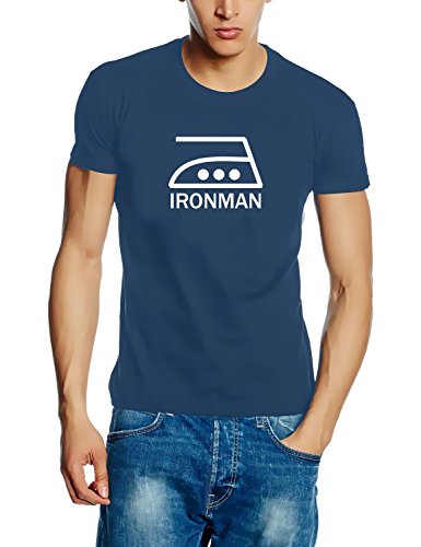 Coole-Fun-T-Shirts IRONMAN T-SHIRT - stoneblue-weiss Gr.L von Coole-Fun-T-Shirts