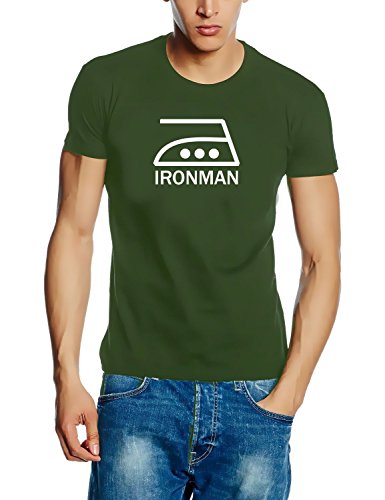 Coole-Fun-T-Shirts Ironman T-Shirt - Oliv-Weiss Gr.M von Coole-Fun-T-Shirts